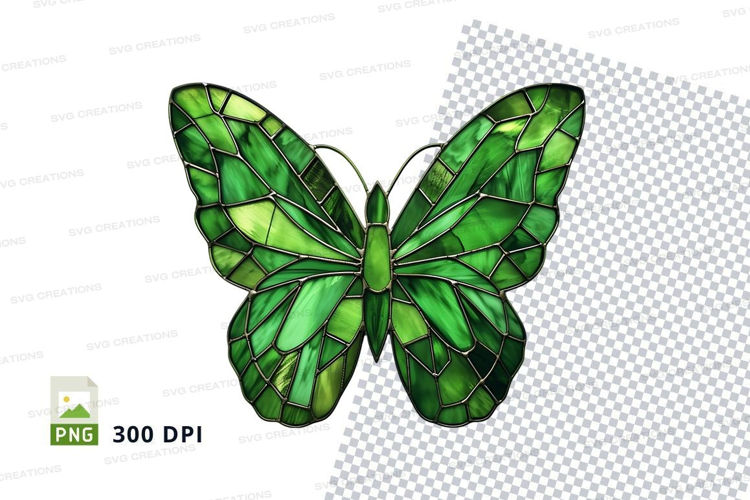 Green stained glass butterfly