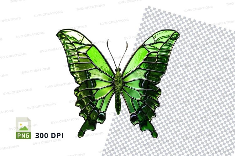 Green stained glass butterfly example image 1