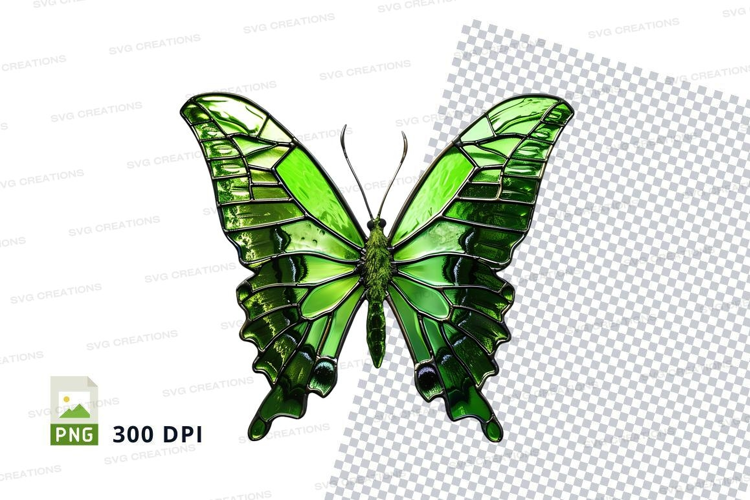 Green stained glass butterfly