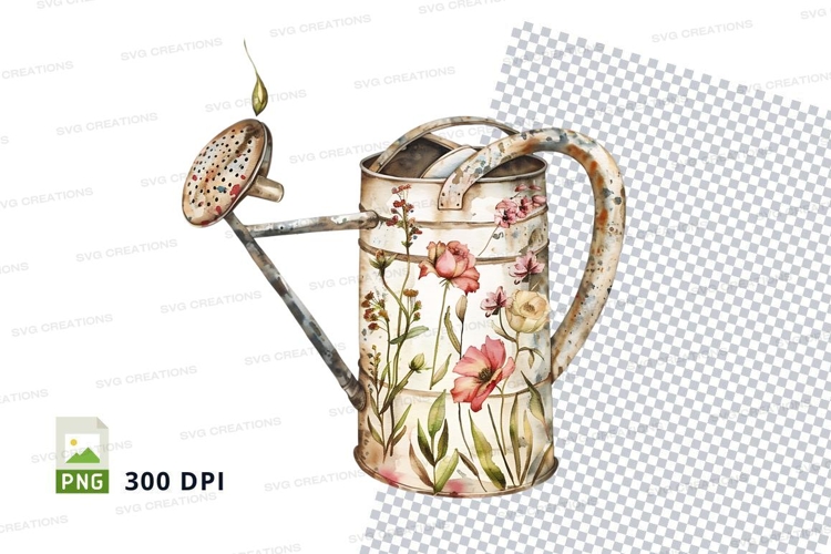 Watering can with floral design