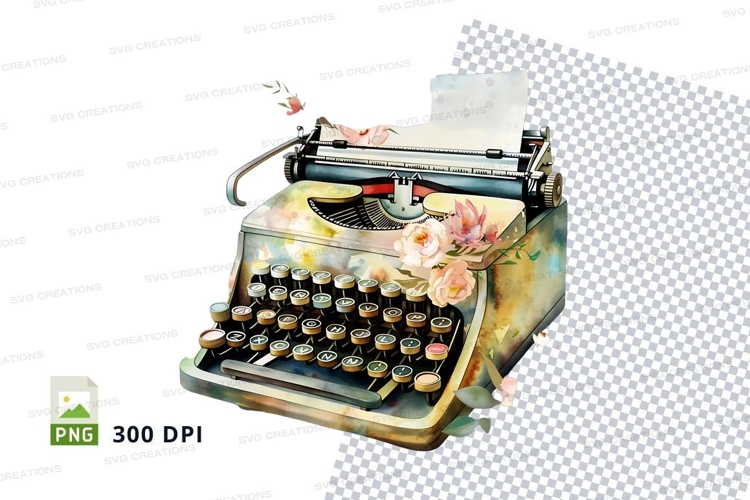 Vintage typewriter with floral design