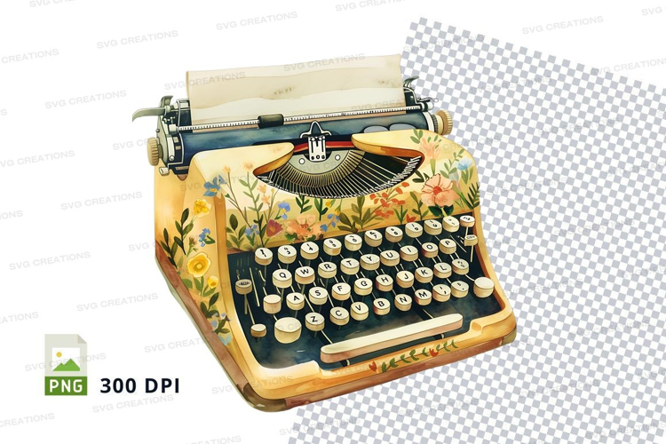 Vintage typewriter with floral design