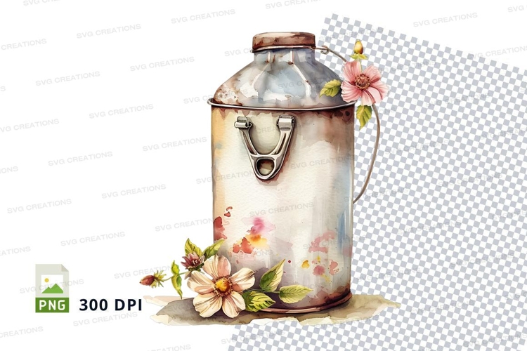 Rustic milk can with flowers