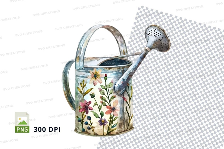 Watering can with floral design