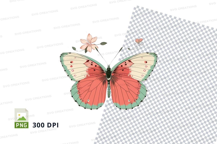 Elegant butterfly with flowers