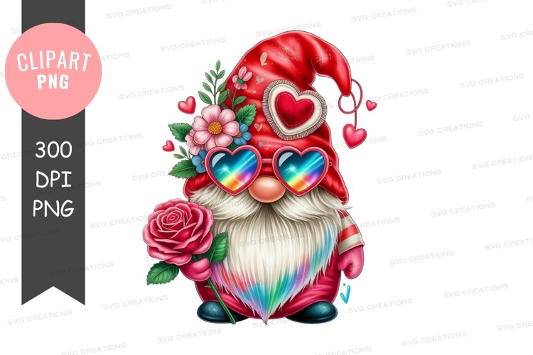 Whimsical valentines day gnome clipart png