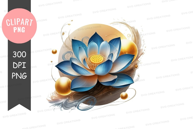Blue lotus with golden accents