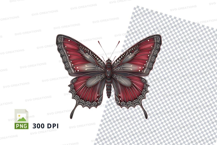 Intricate red and black butterfly