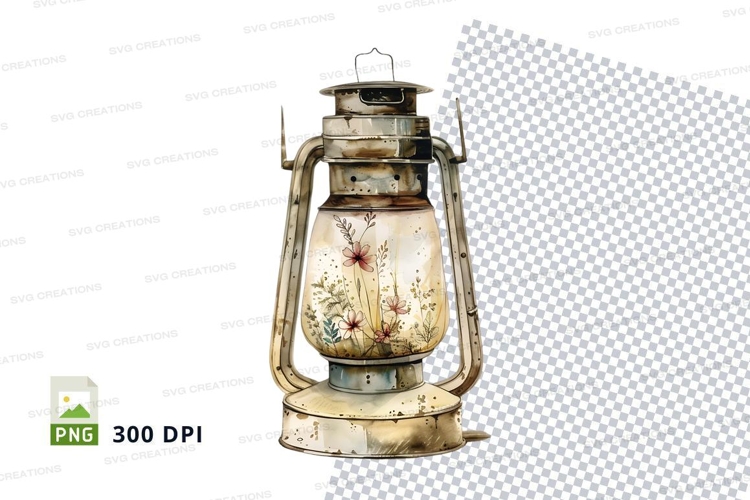 Vintage metal lantern with floral design