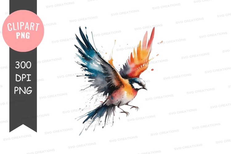 Vibrant bird in flight