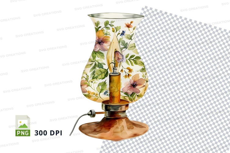 Floral hurricane table lamp