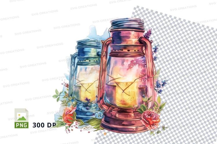 Vintage lanterns with floral accents