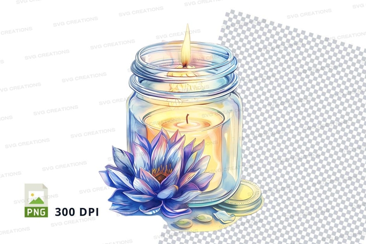 Serene candle in a jar with lotus flower