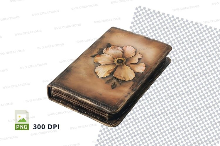 Elegant leather notebook with flower design example image 1