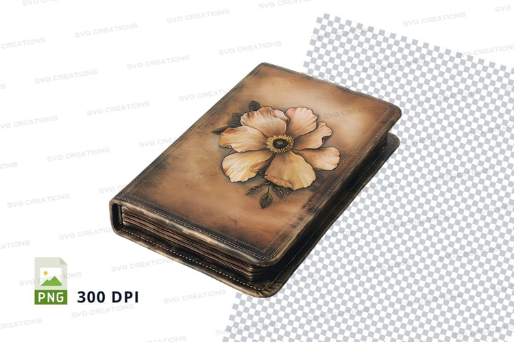 Elegant leather notebook with flower design