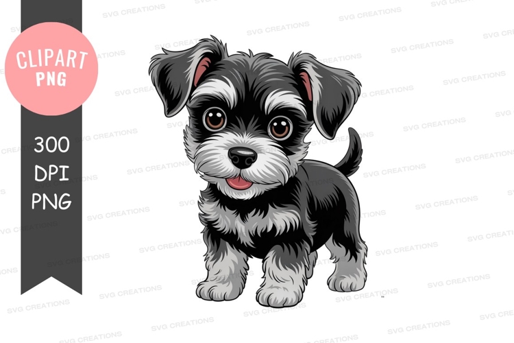 Puppy Clipart Black and White Image 4