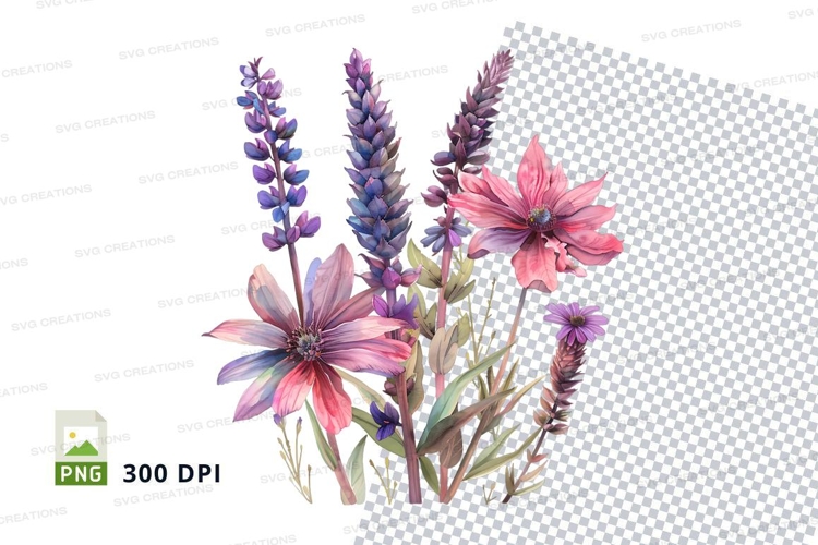 Purple Flowers Clipart Image 7