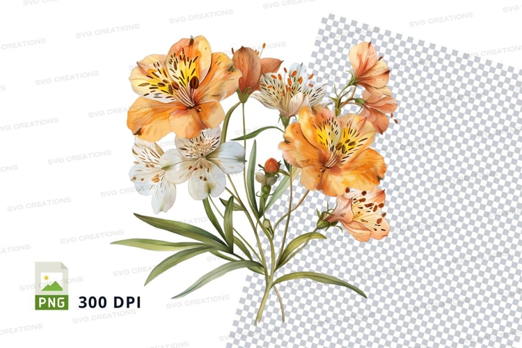 Beautiful bouquet of orange and white lilies