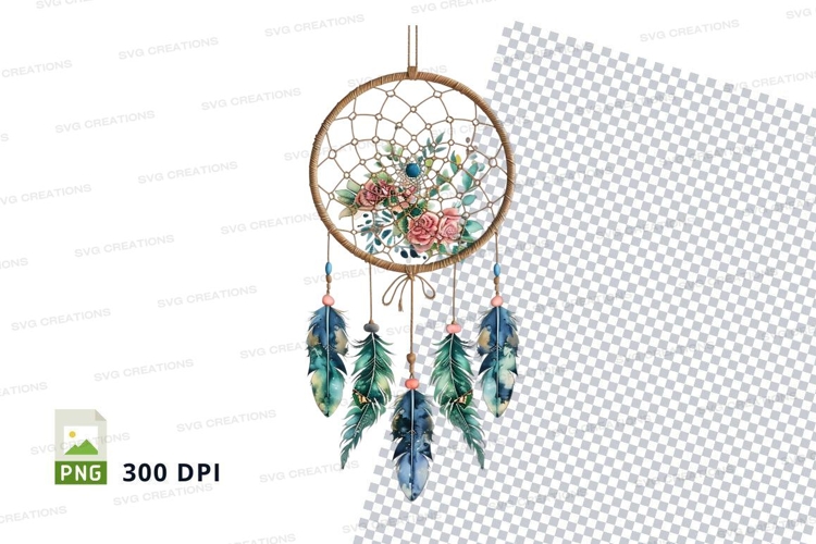 Dreamcatcher with floral design