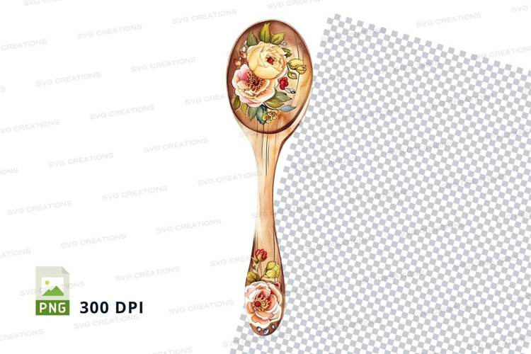 Decorative wooden spoon with floral design