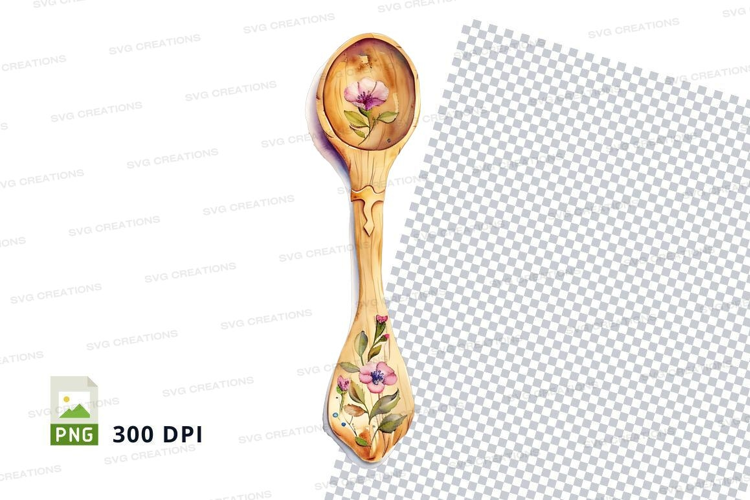 Decorative wooden spoon with floral design