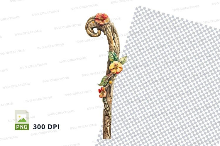Decorative walking cane with floral design example image 1