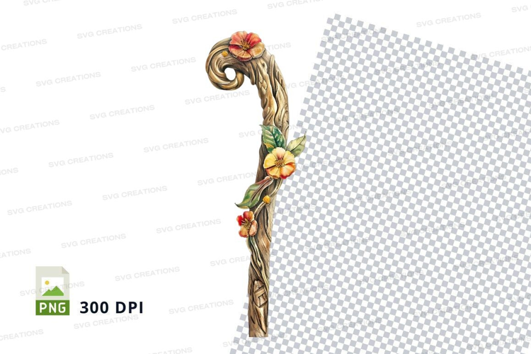 Decorative walking cane with floral design