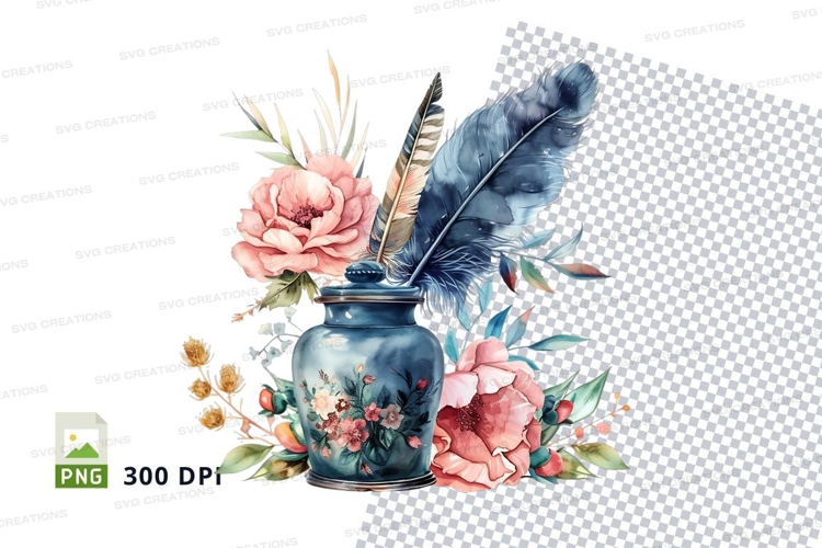 Elegant feather and floral vase