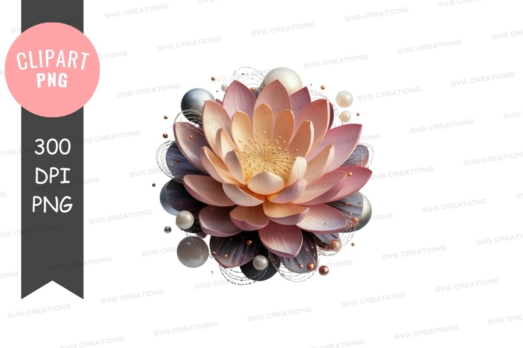 Elegant lotus flower with pearls