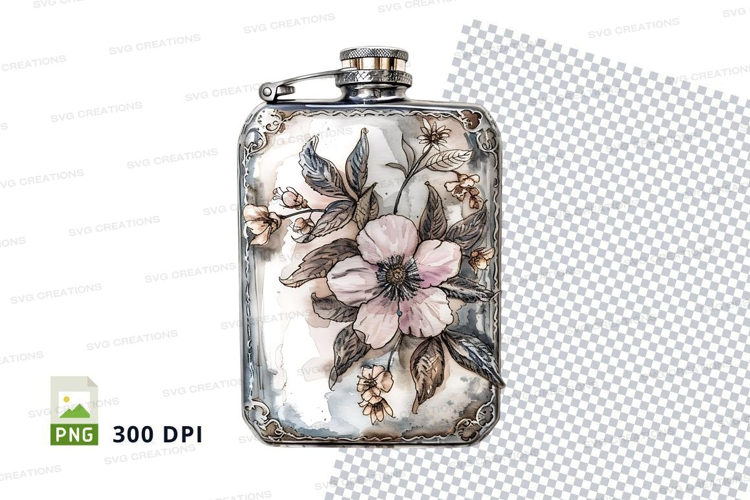 Antique flask with floral design