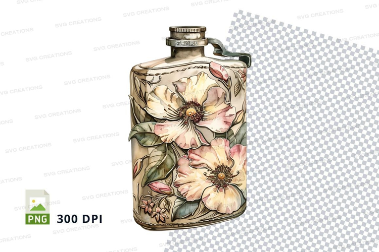 Decorative flask with floral design