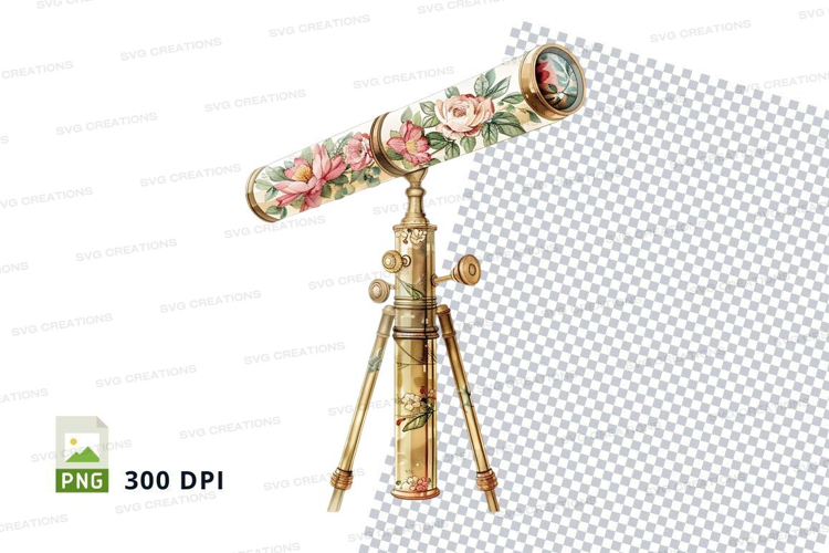 Antique brass telescope with floral decorations