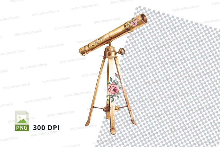 Antique brass telescope with floral design