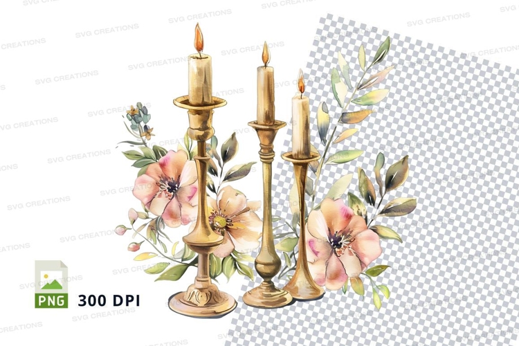 Elegant candles with floral accents