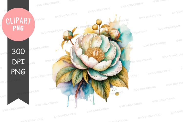 Elegant watercolor peony