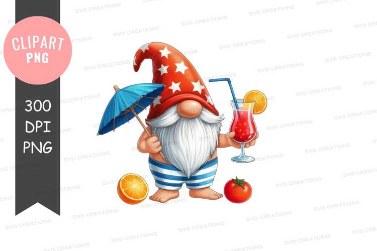 Relaxing gnome with summer drink