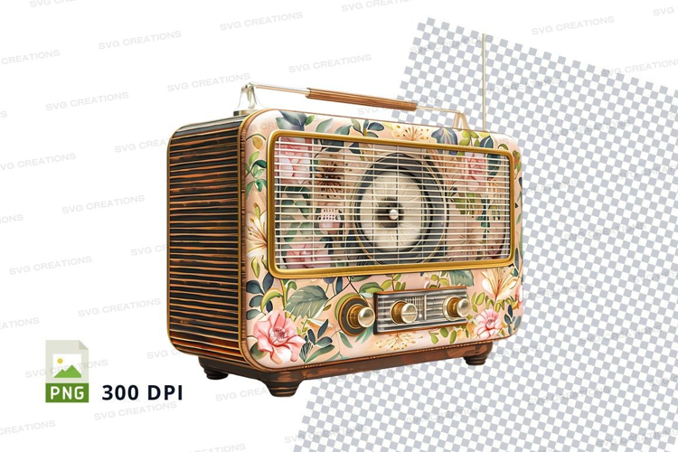 Vintage radio with floral design