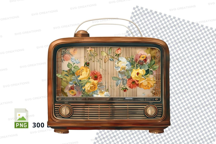 Vintage radio with floral design