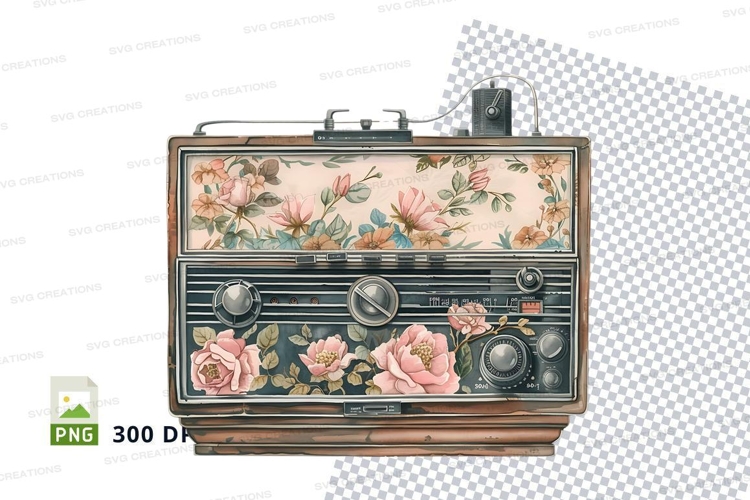 Vintage radio with floral design