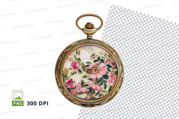 Antique pocket watch with floral design