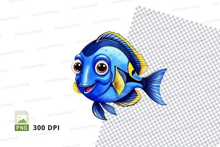 Cartoon blue fish