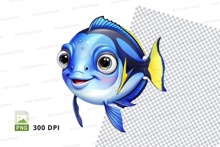Cartoon blue fish