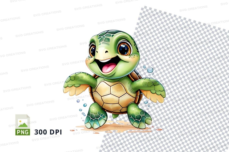 Happy cartoon sea turtle