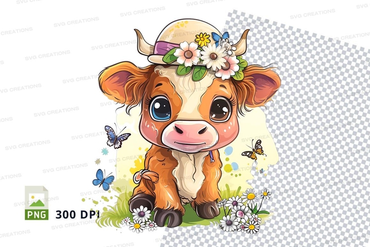 Adorable cow calf in a meadow