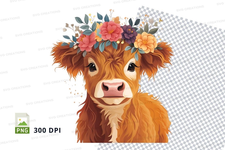 Adorable cow with floral crown
