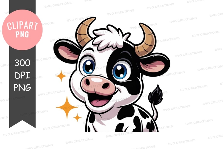 Happy cartoon cow clipart png