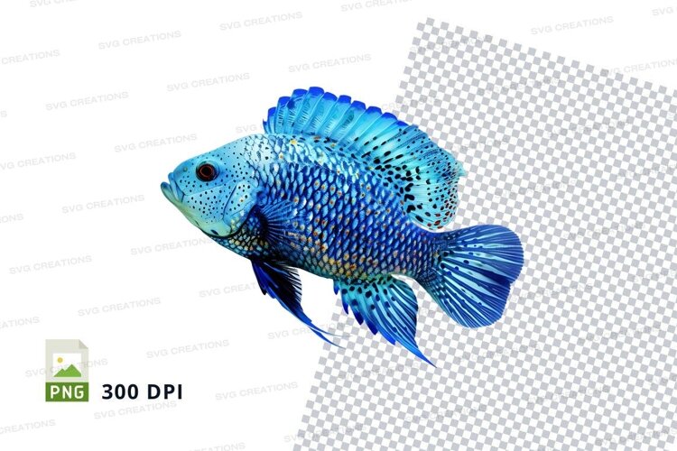 Vibrant blue cichlid fish example image 1