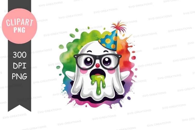 Funny ghost celebrating clip art