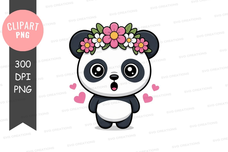 Adorable panda with flower crown