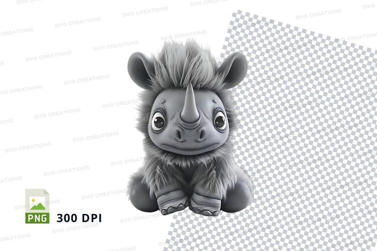 Cute rhino plush toy example image 1